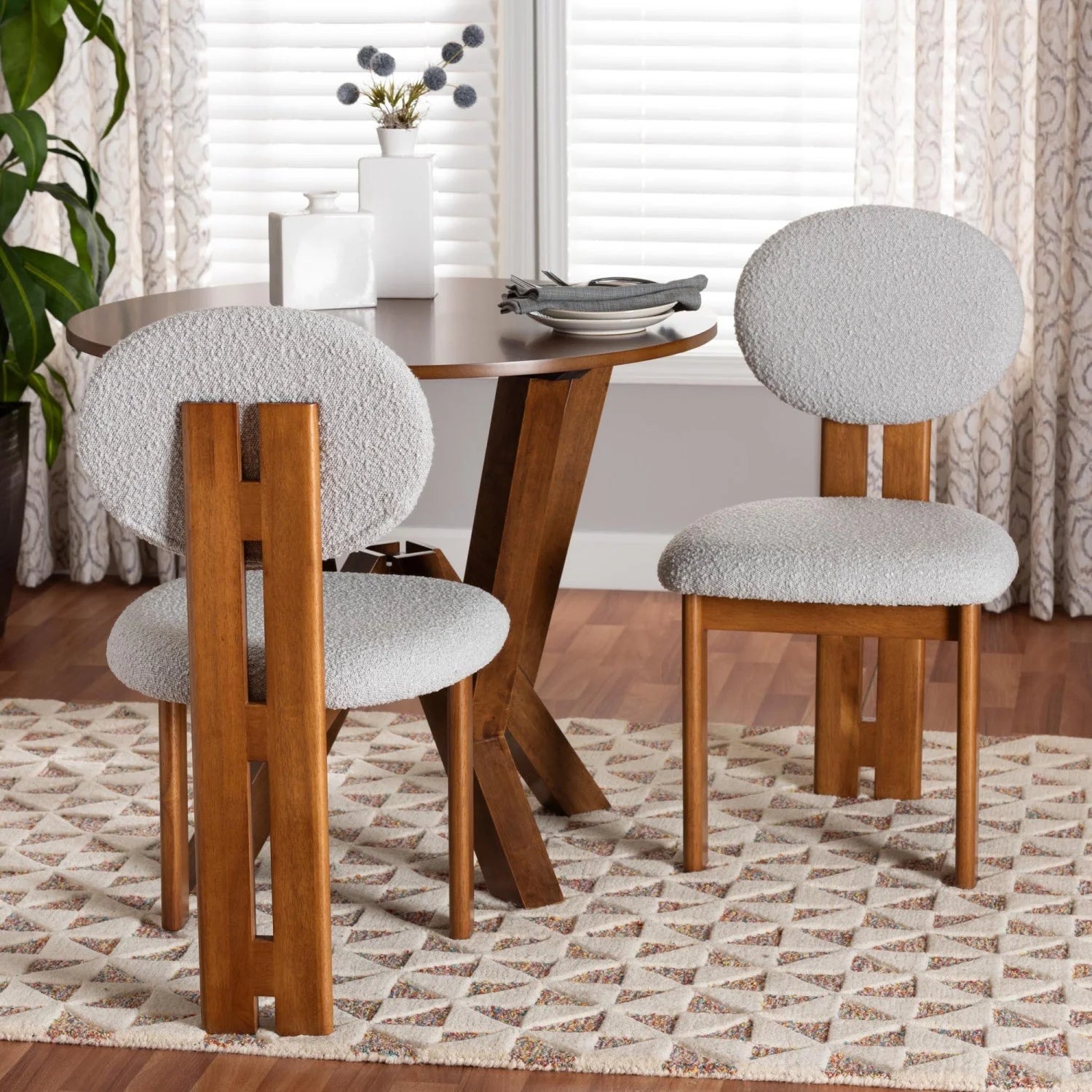 Luxury Boucle Japandi Modern Dining Chair European Style for Villa