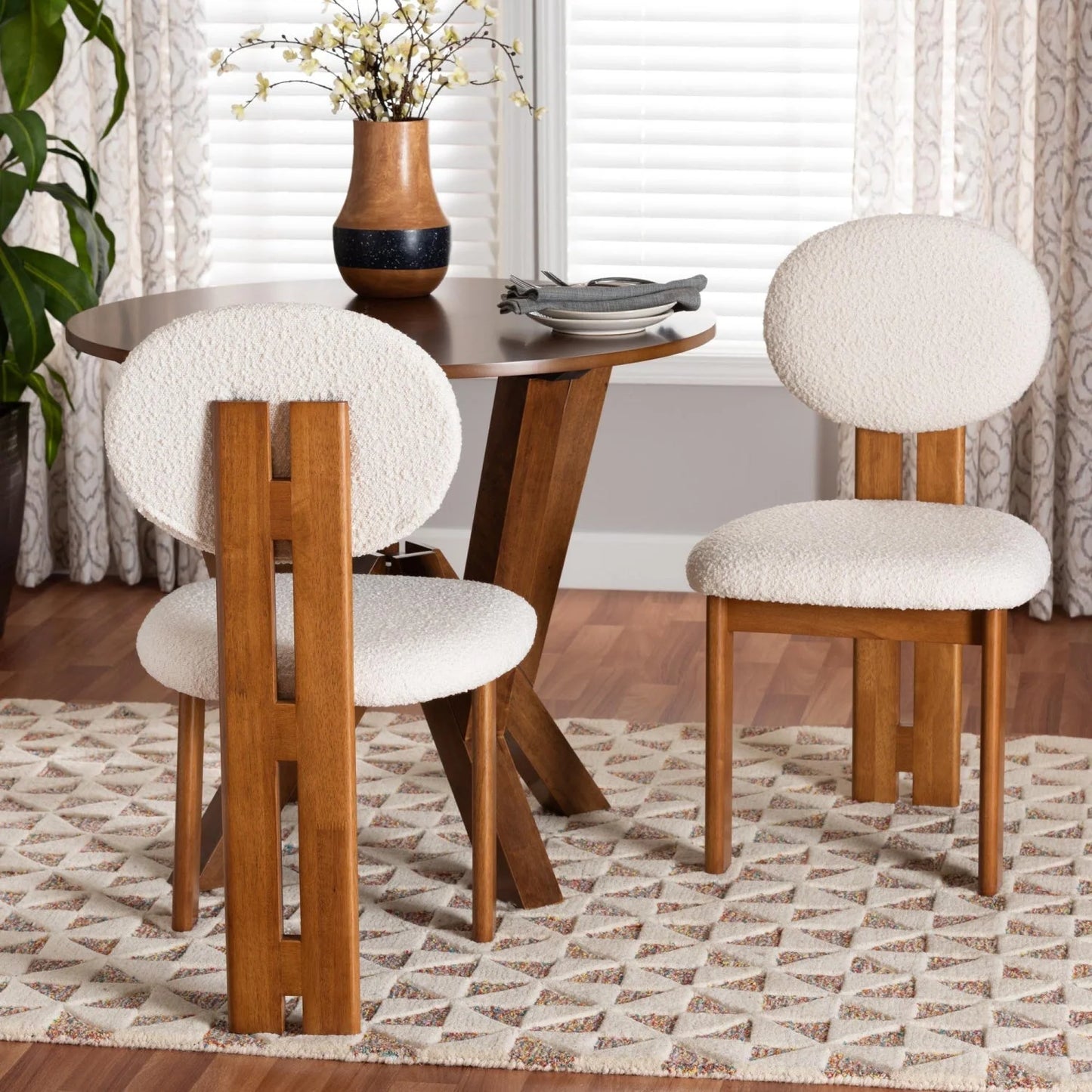 Luxury Boucle Japandi Modern Dining Chair European Style for Villa