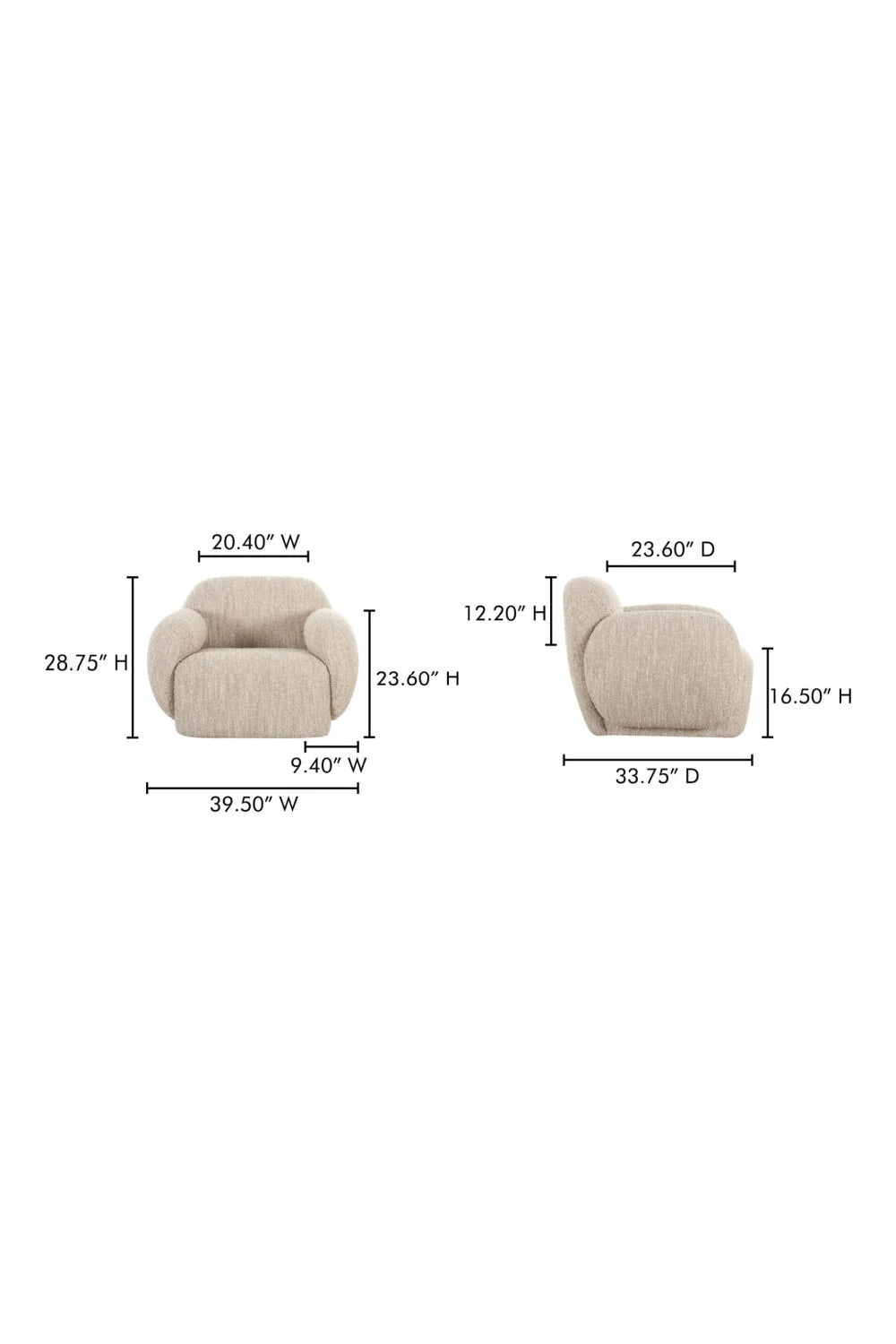 Luxury Boucle Low Profile Lounge Chair Modern Italian Style for Villa