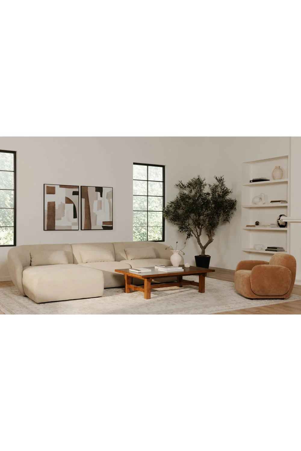 Luxury Boucle Low Profile Lounge Chair Modern Italian Style for Villa