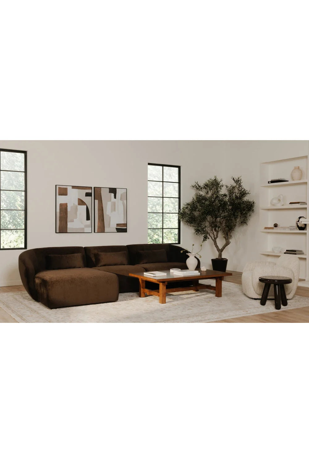 Luxury Boucle Low Profile Lounge Chair Modern Italian Style for Villa