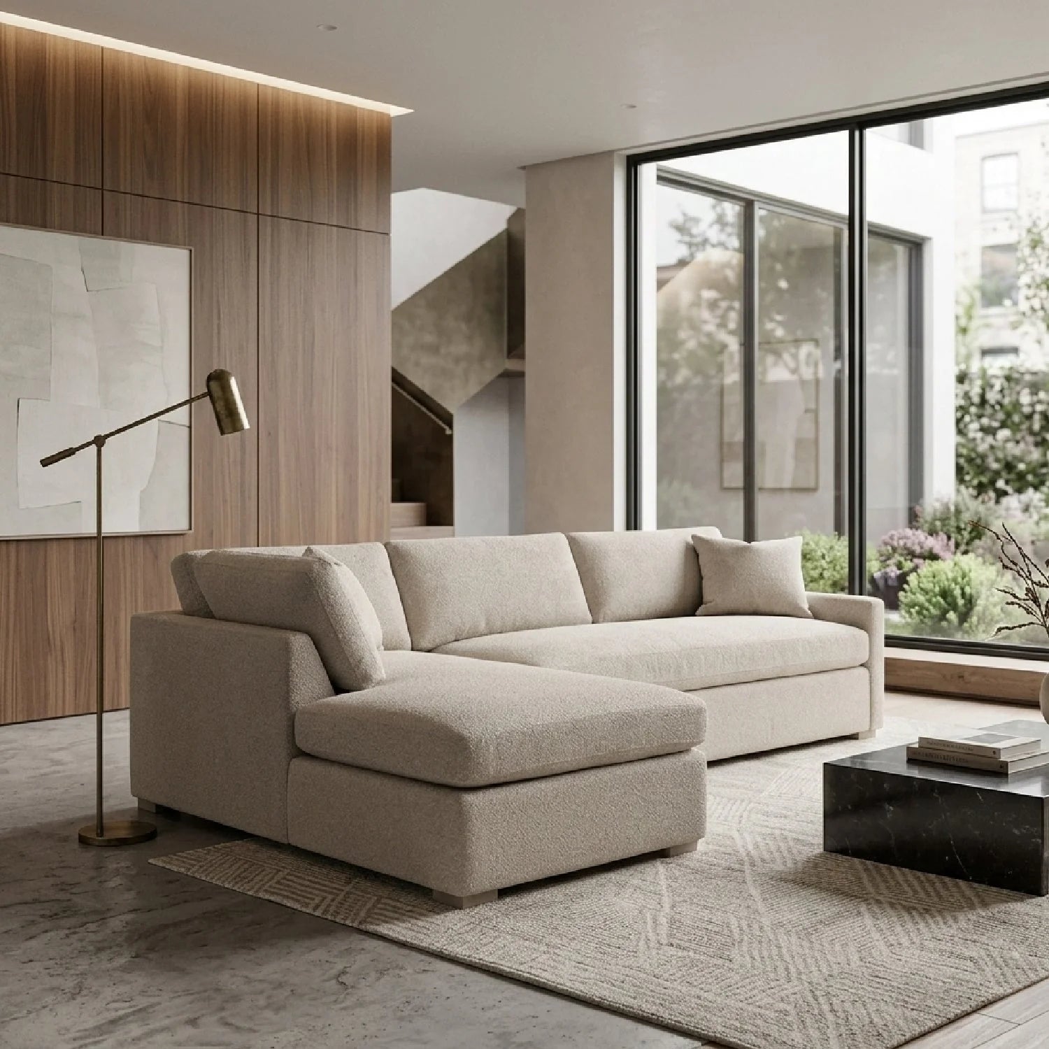 Luxury Boucle Queen Sleeper Sofa Modern Italian Style for Villa