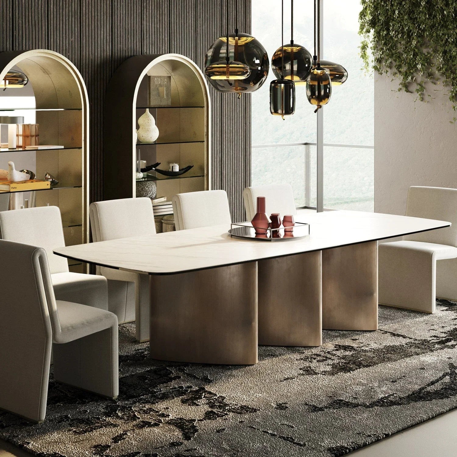 Luxury Bounty White Ceramic Dining Table Modern Italian Style for Villa