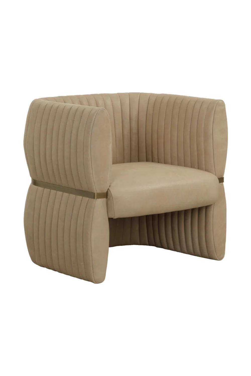 Luxury Bovine Leather Channeled Lounge Chair European Style for Villa