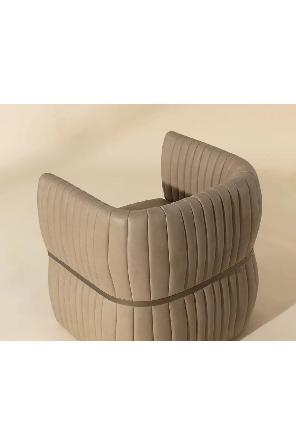 Luxury Bovine Leather Channeled Lounge Chair European Style for Villa