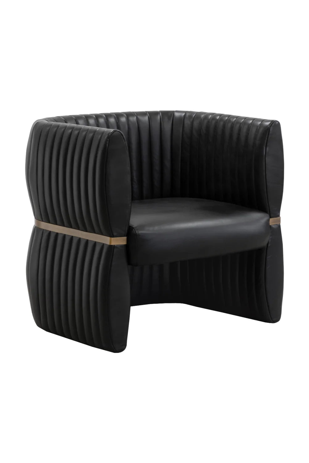 Luxury Bovine Leather Channeled Lounge Chair European Style for Villa