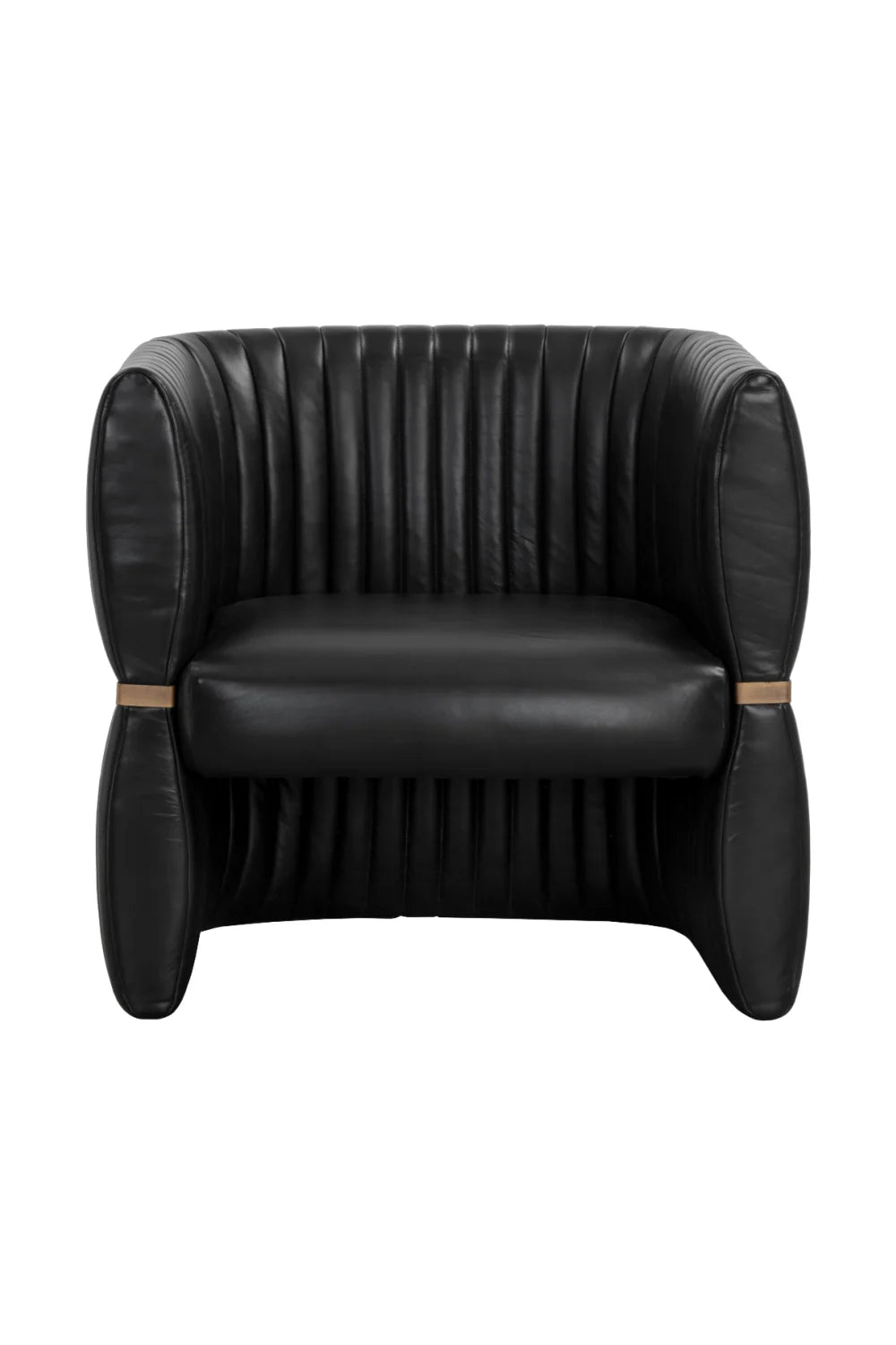 Luxury Bovine Leather Channeled Lounge Chair European Style for Villa