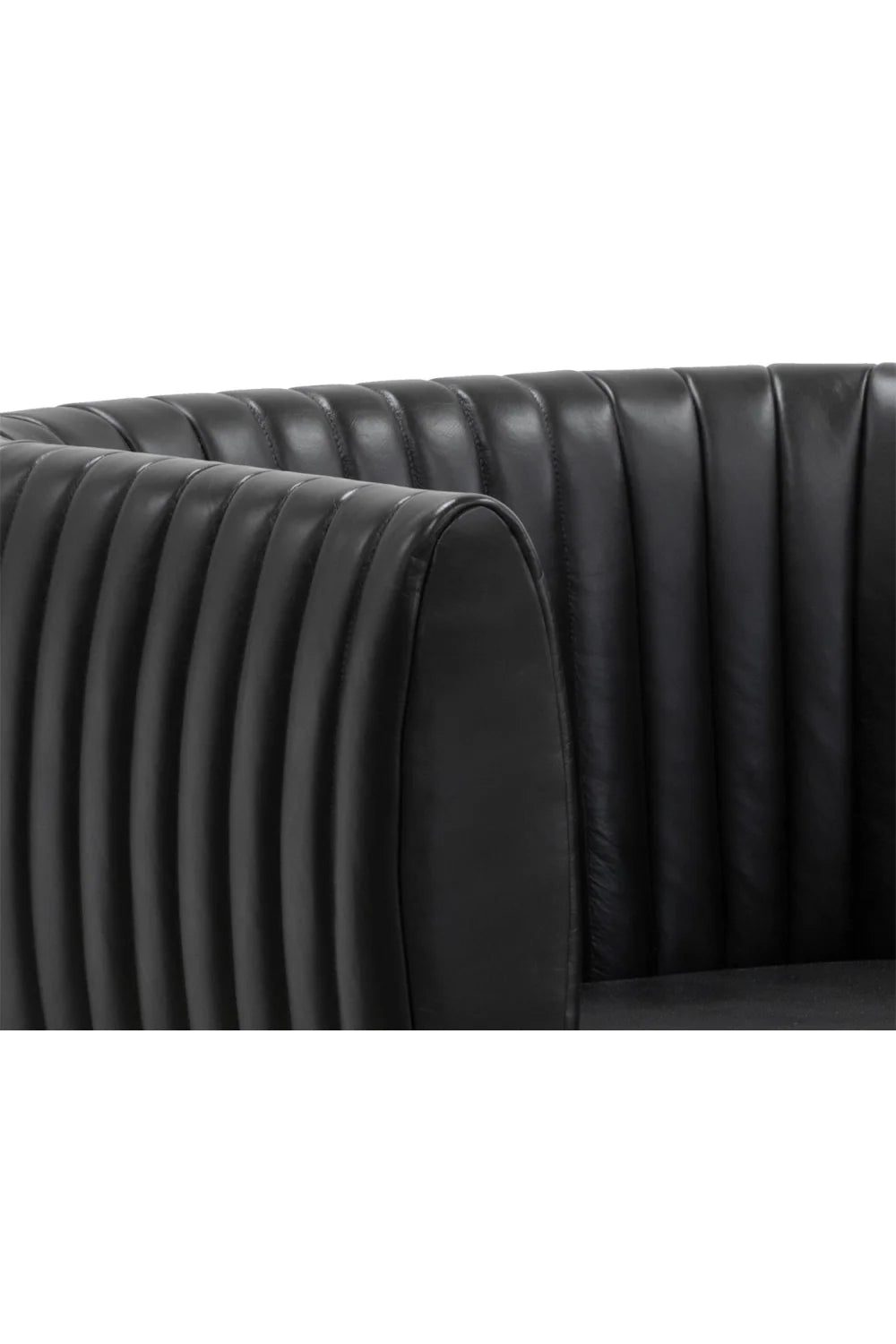 Luxury Bovine Leather Channeled Lounge Chair European Style for Villa