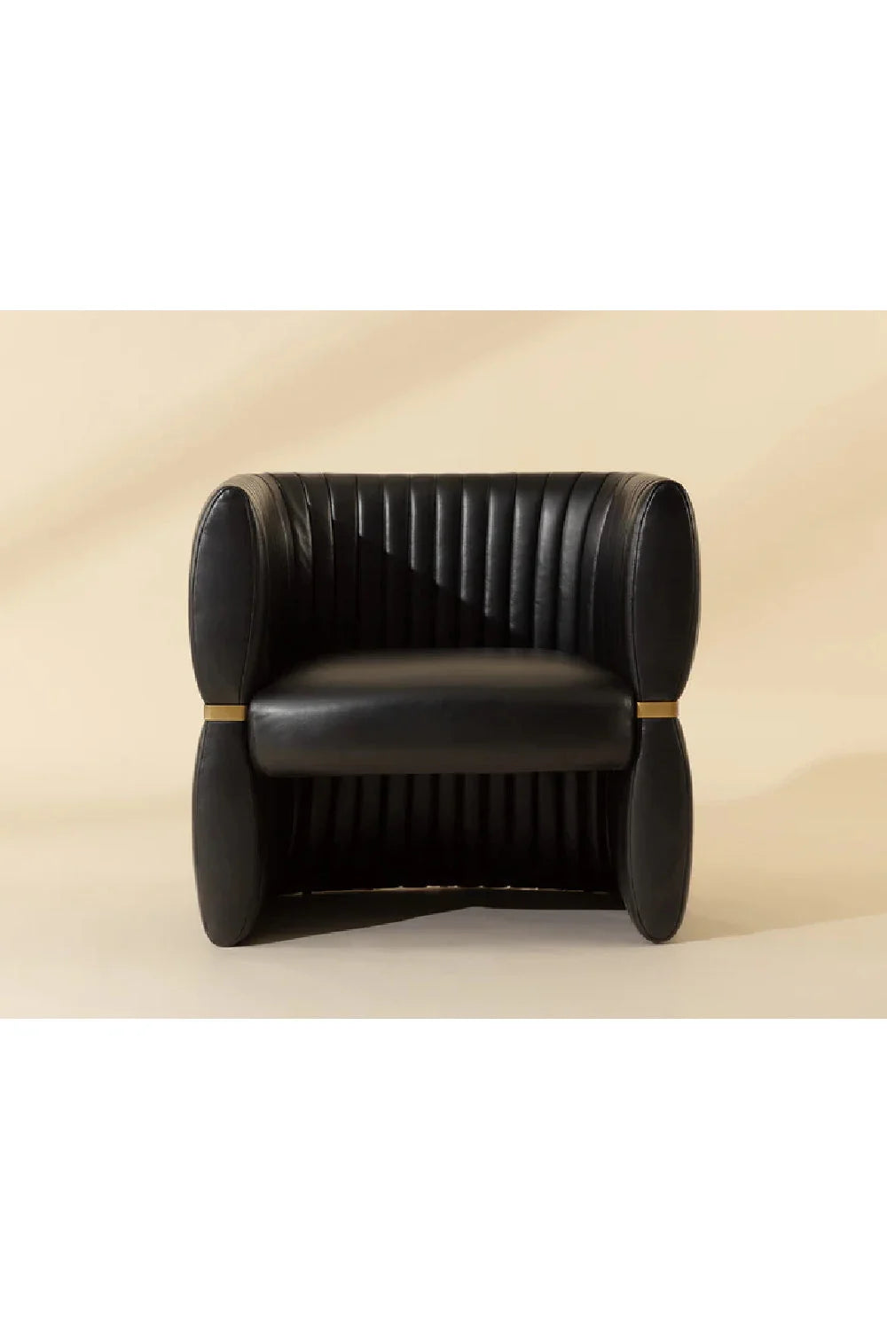 Luxury Bovine Leather Channeled Lounge Chair European Style for Villa