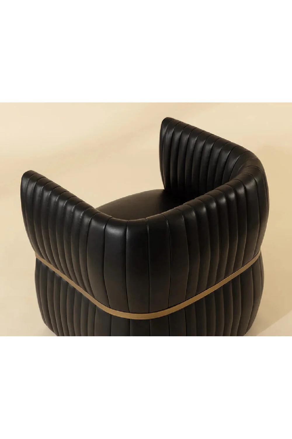 Luxury Bovine Leather Channeled Lounge Chair European Style for Villa