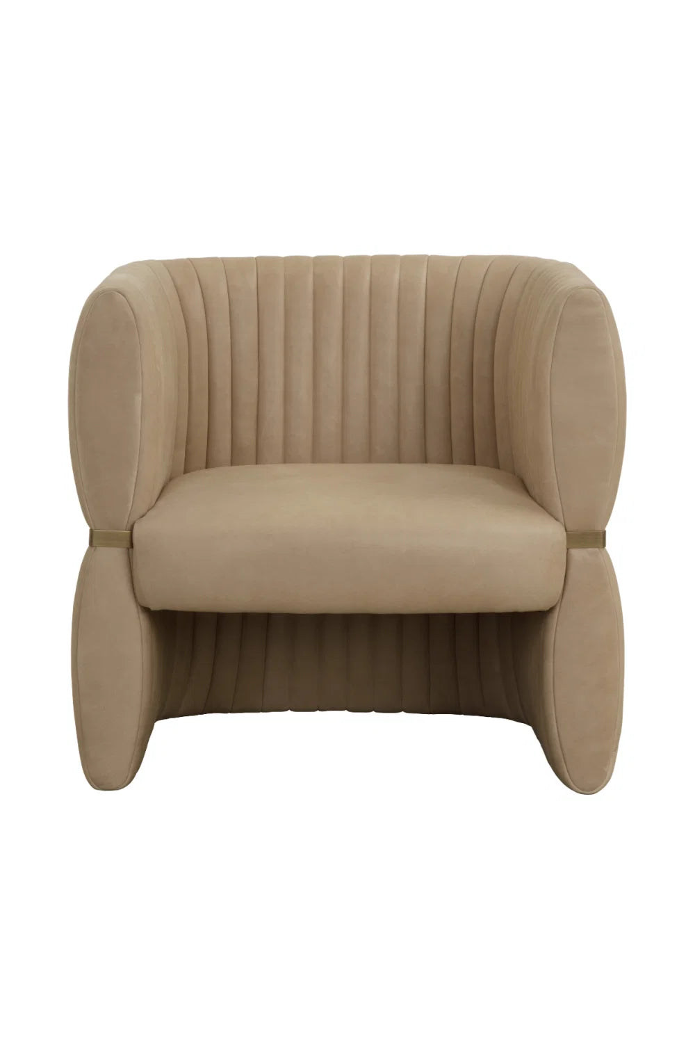 Luxury Bovine Leather Channeled Lounge Chair European Style for Villa