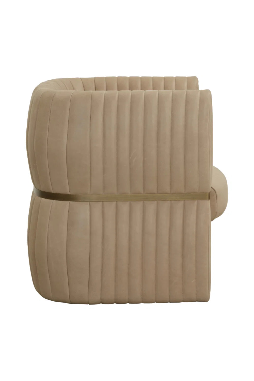 Luxury Bovine Leather Channeled Lounge Chair European Style for Villa