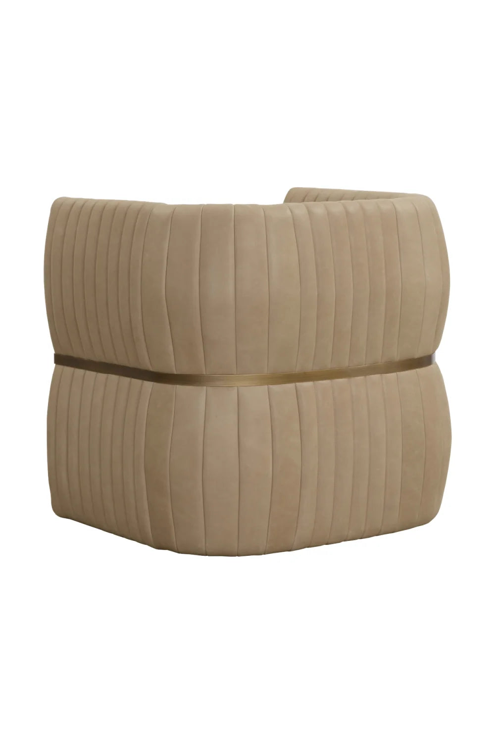 Luxury Bovine Leather Channeled Lounge Chair European Style for Villa