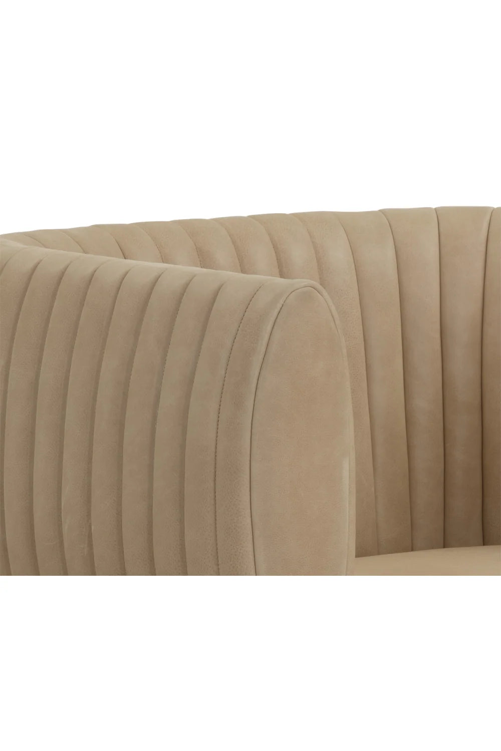 Luxury Bovine Leather Channeled Lounge Chair European Style for Villa