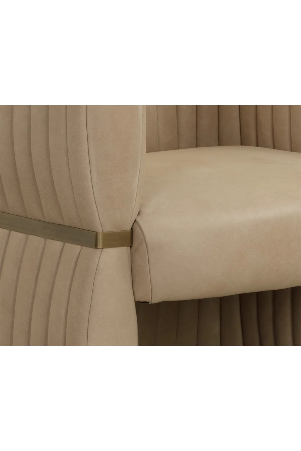 Luxury Bovine Leather Channeled Lounge Chair European Style for Villa