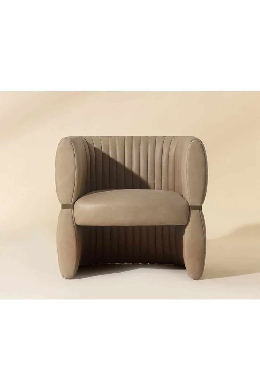 Luxury Bovine Leather Channeled Lounge Chair European Style for Villa