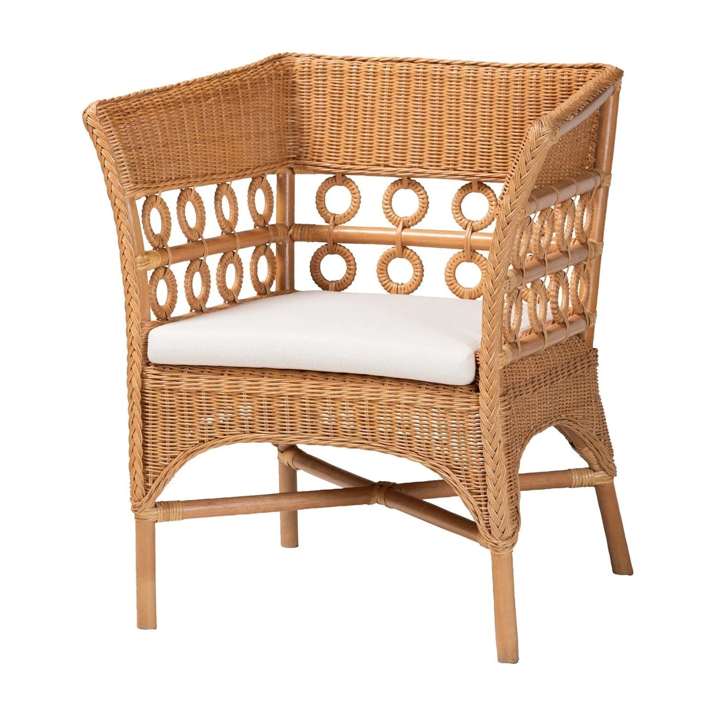 Luxury Braided Rattan Accent Chair Modern Italian Style for Villa