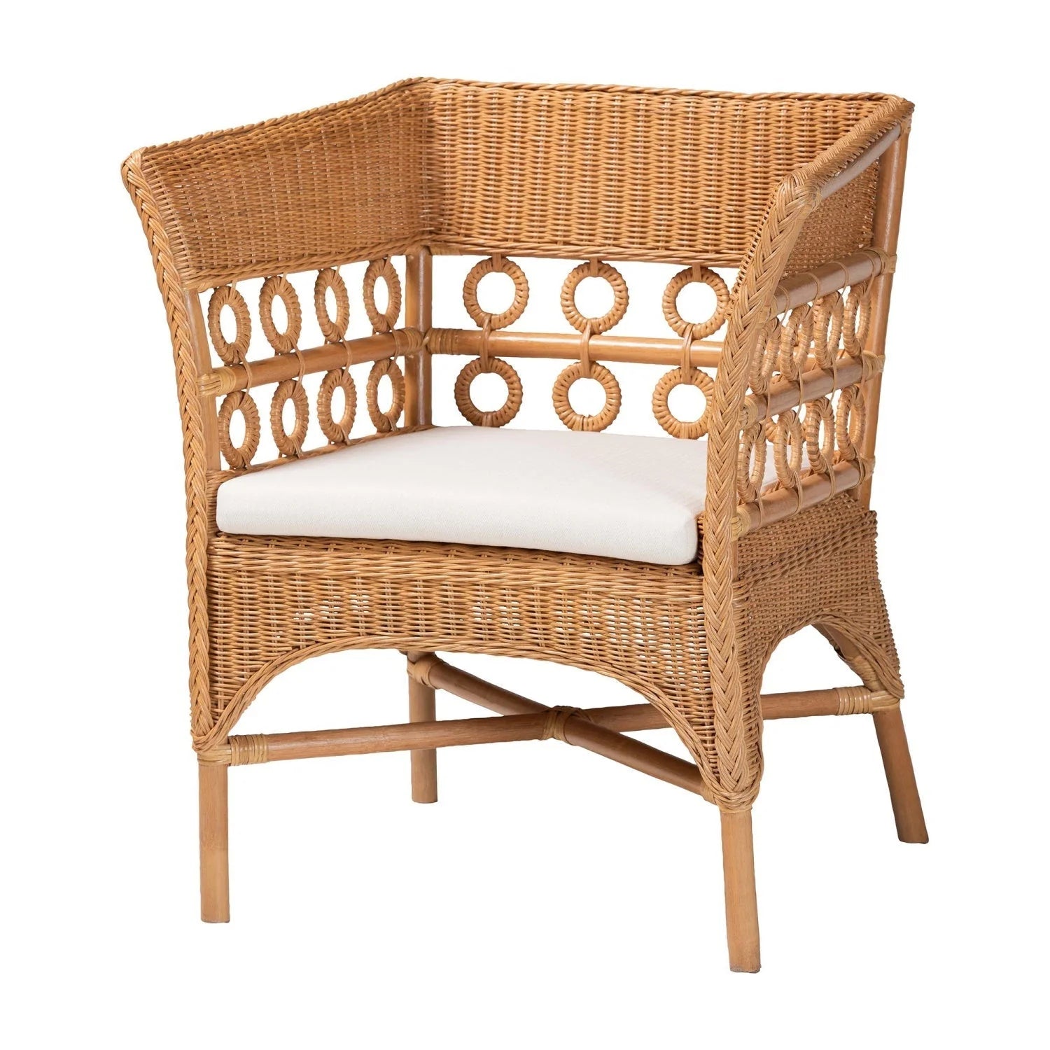 Luxury Braided Rattan Accent Chair Modern Italian Style for Villa