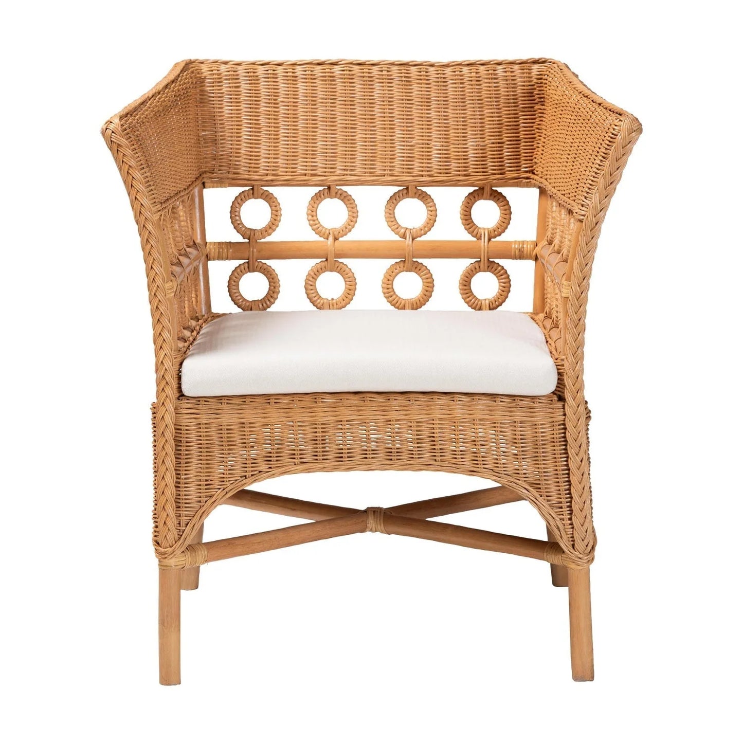 Luxury Braided Rattan Accent Chair Modern Italian Style for Villa