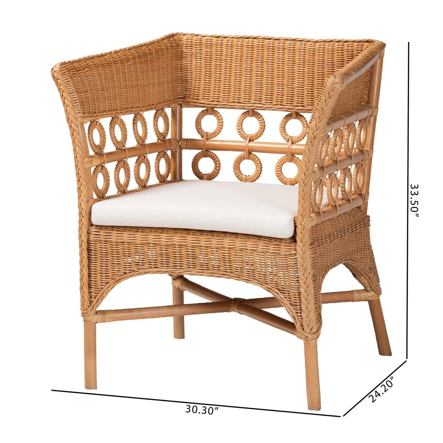 Luxury Braided Rattan Accent Chair Modern Italian Style for Villa