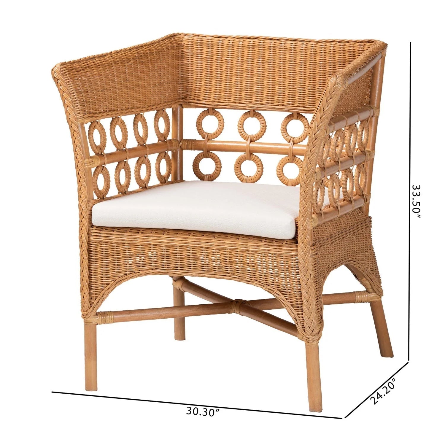 Luxury Braided Rattan Accent Chair Modern Italian Style for Villa