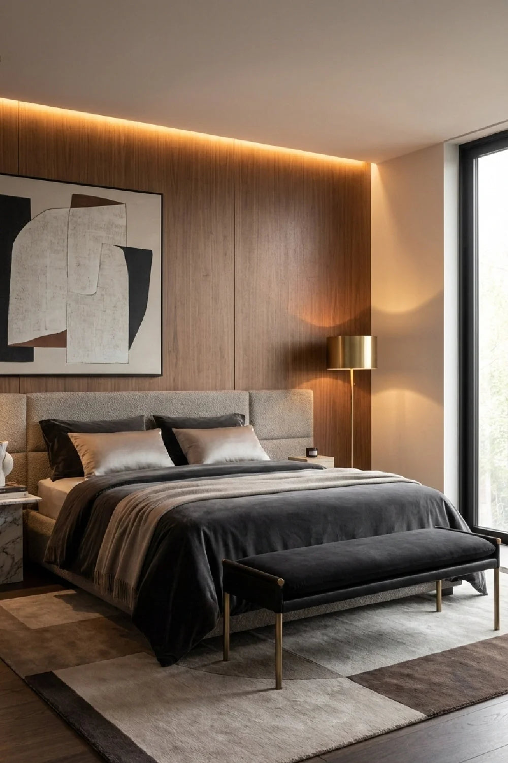 Luxury Brass Frame Modern Bench European Style for Villa