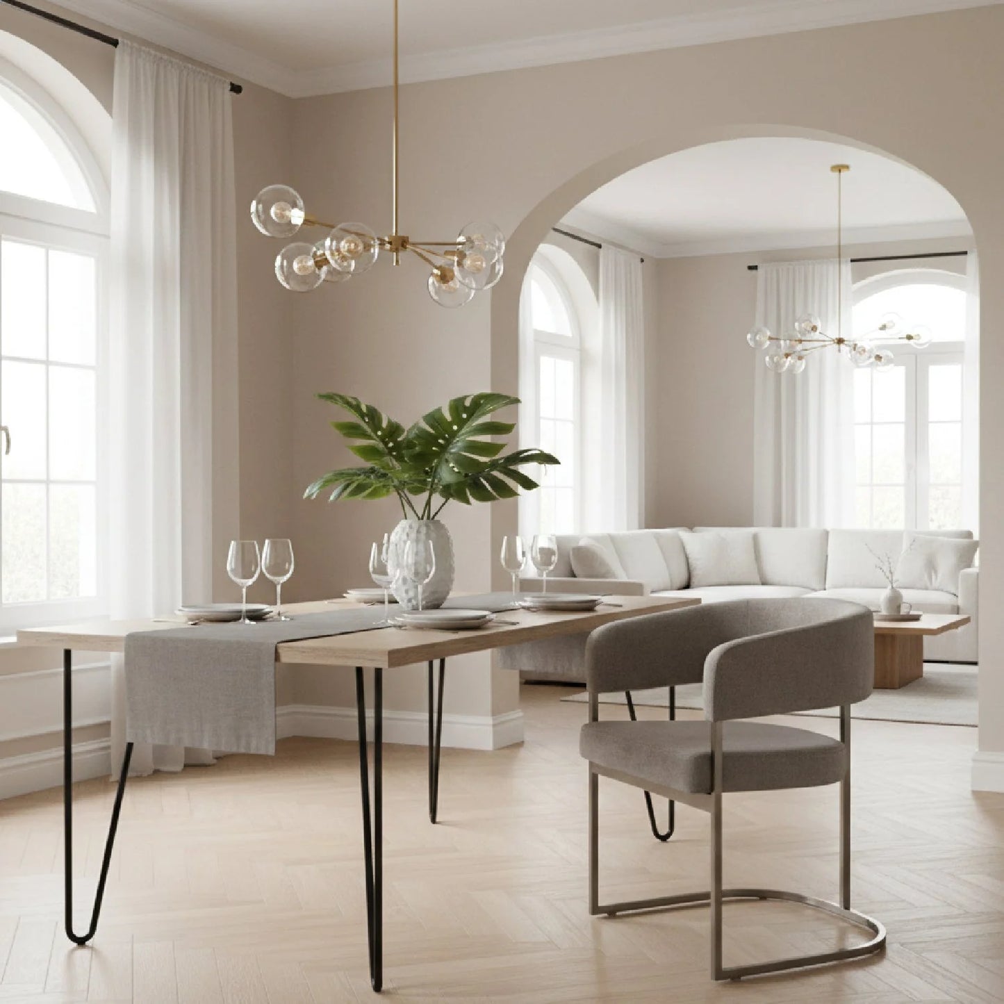 Luxury Brass Framed Modern Dining Chair European Style for Villa