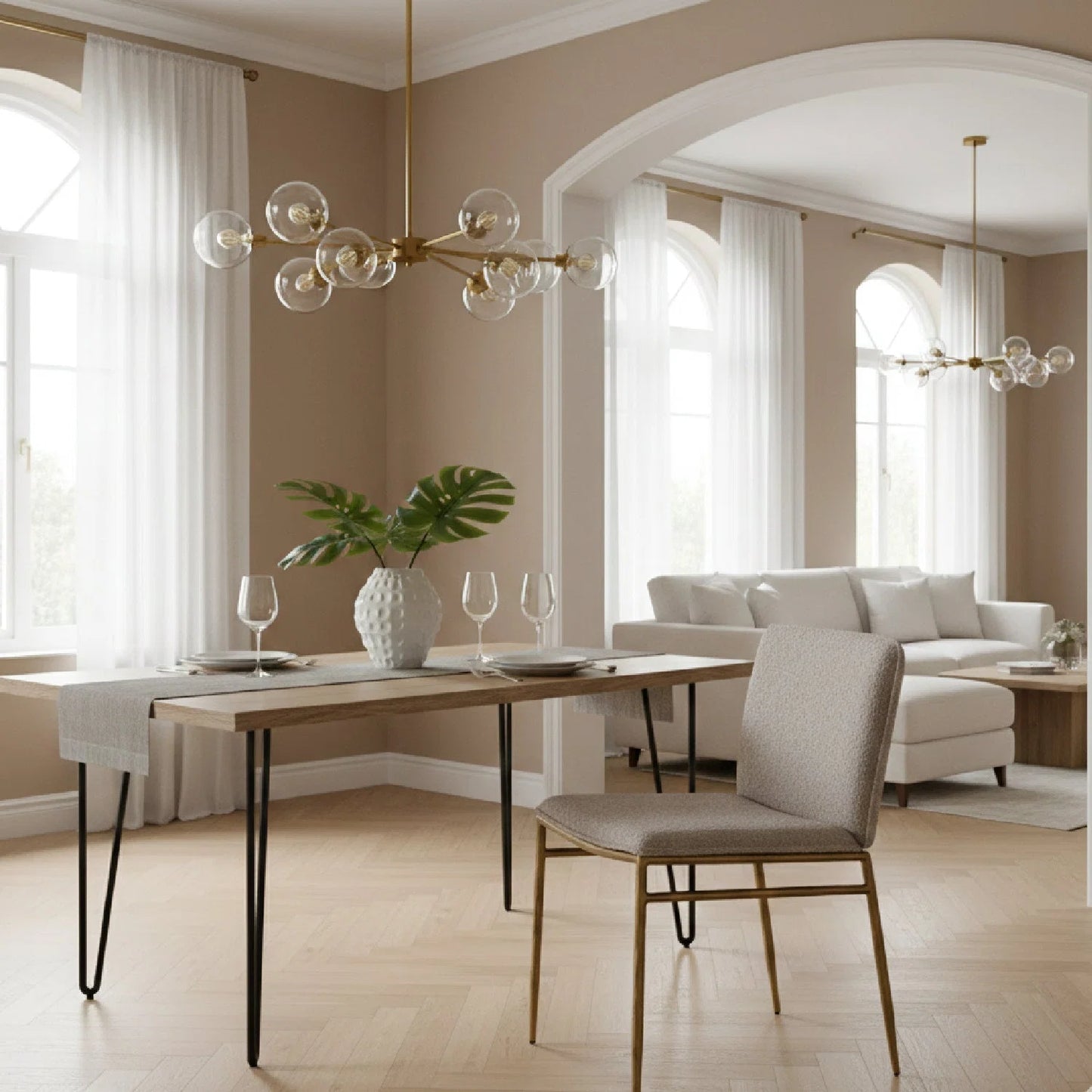 Luxury Brass Framed Modern Dining Chair European Style for Villa