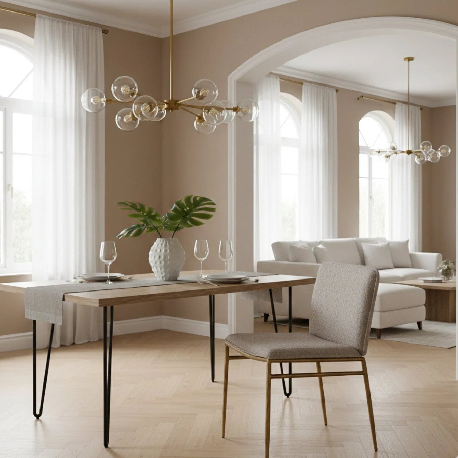 Luxury Brass Framed Modern Dining Chair European Style for Villa
