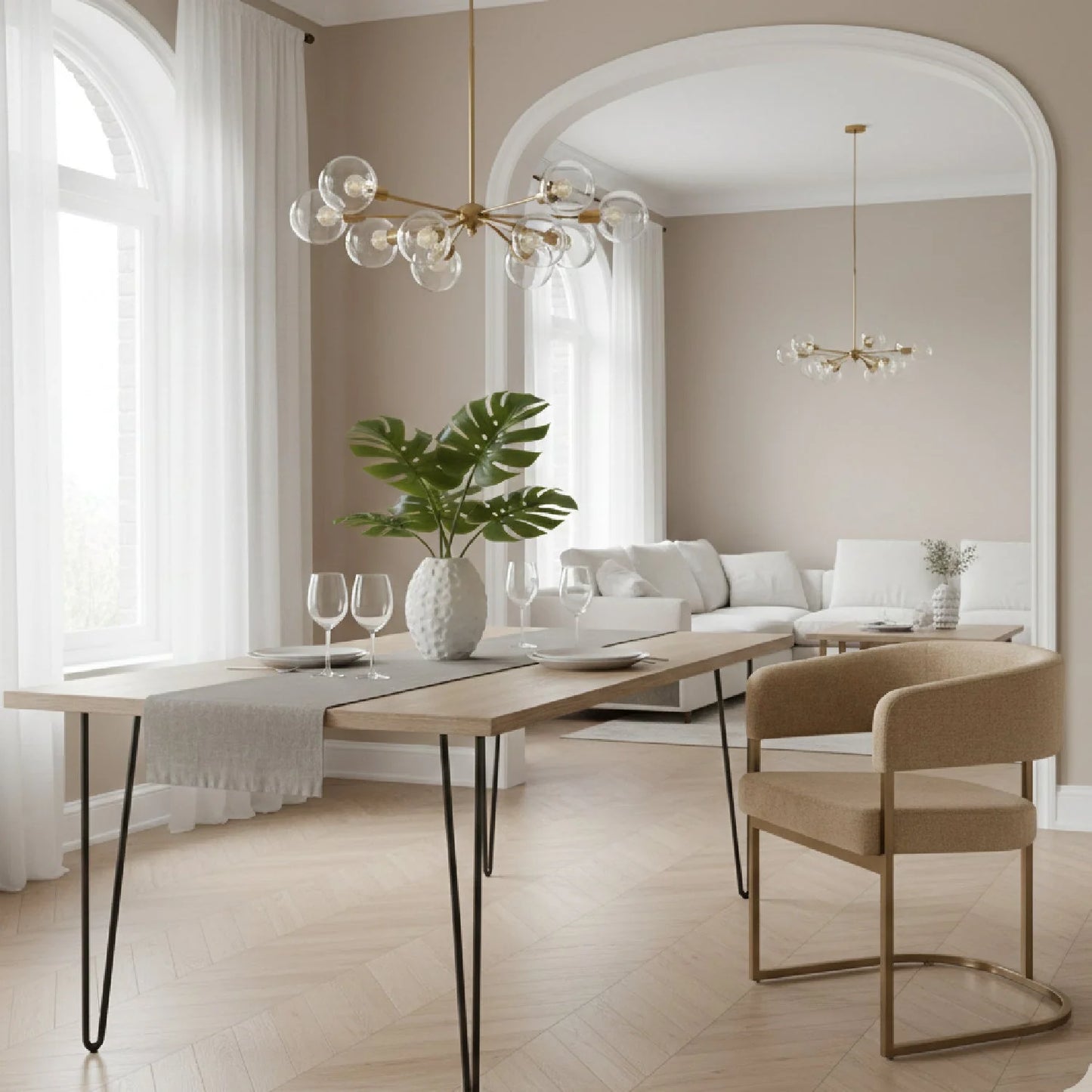 Luxury Brass Framed Modern Dining Chair European Style for Villa