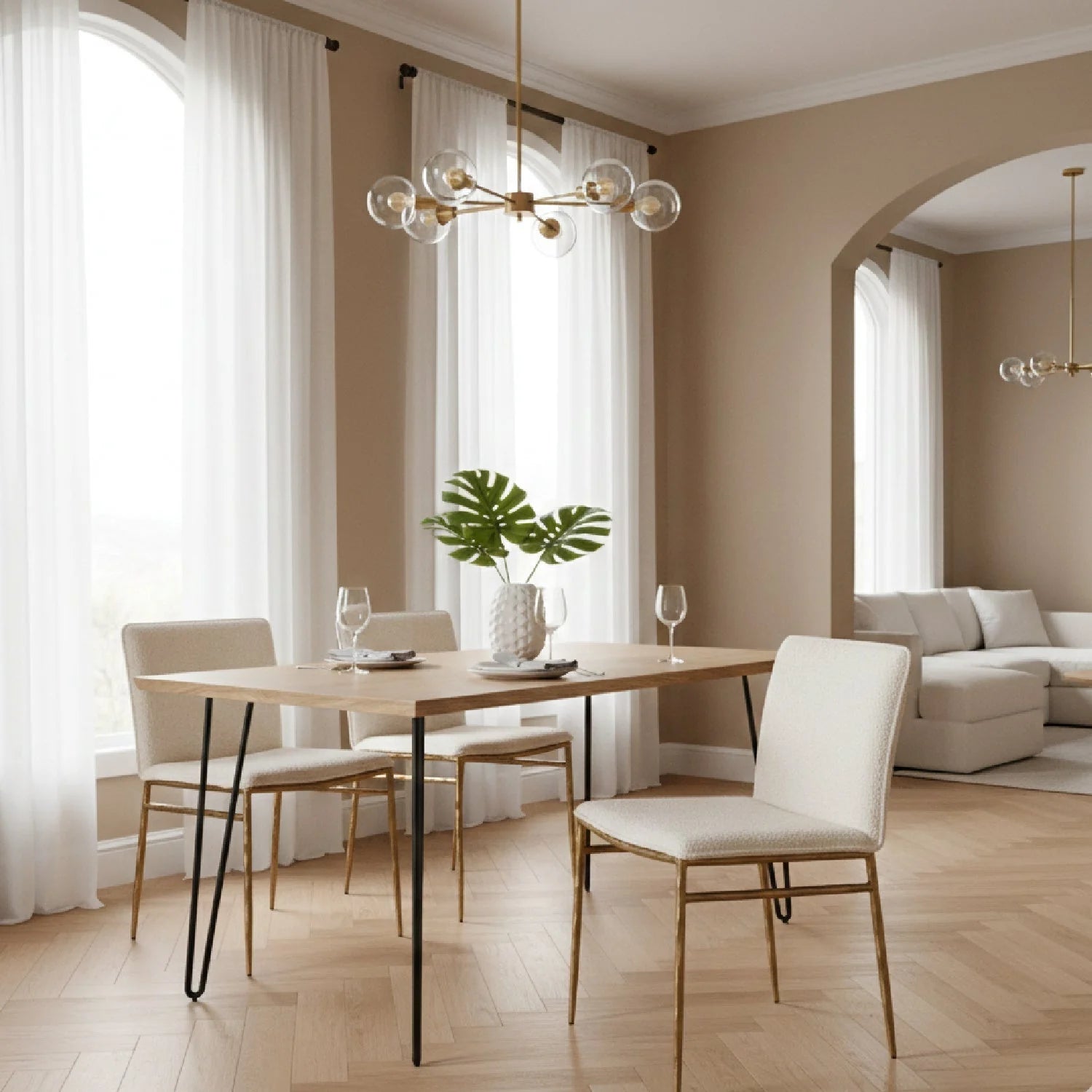 Luxury Brass Framed Modern Dining Chair European Style for Villa