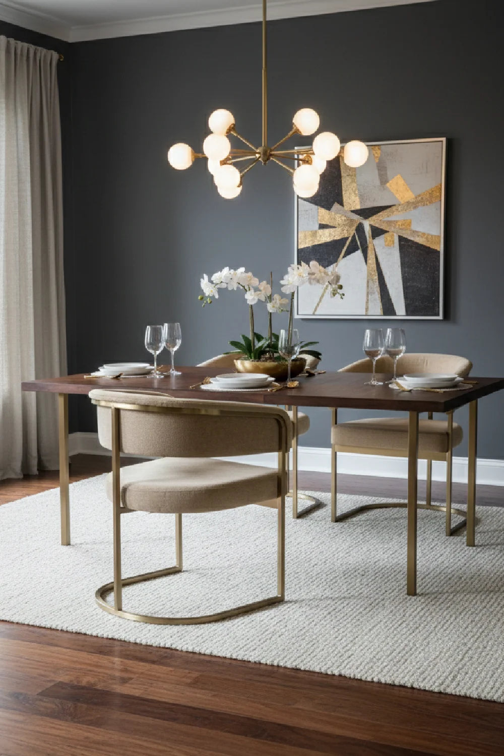 Luxury Brass Framed Modern Dining Chair European Style for Villa