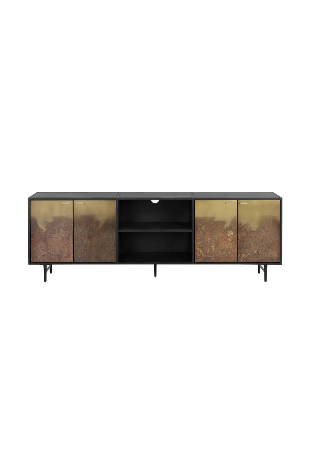 Luxury Brass Patina 4-Door Cabinet Modern Italian Style for Villa