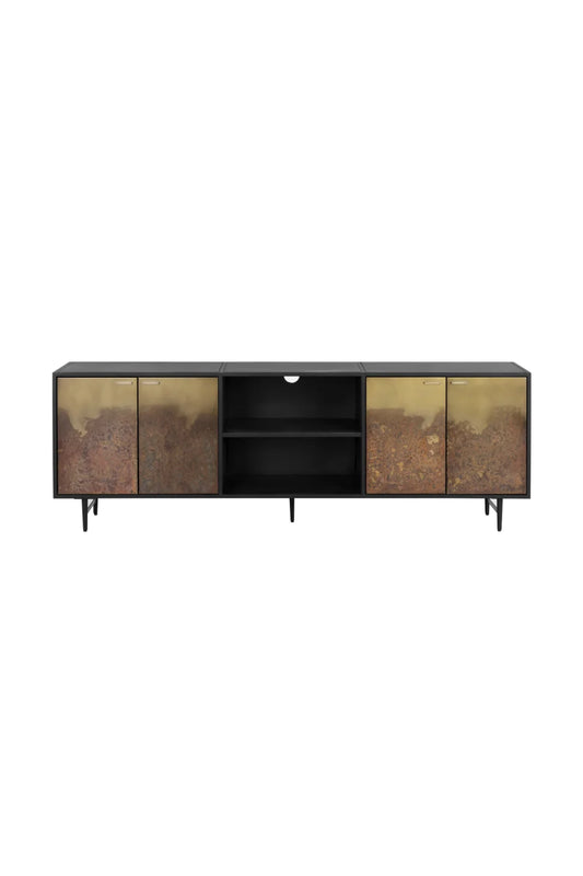 Luxury Brass Patina 4-Door Cabinet Modern Italian Style for Villa