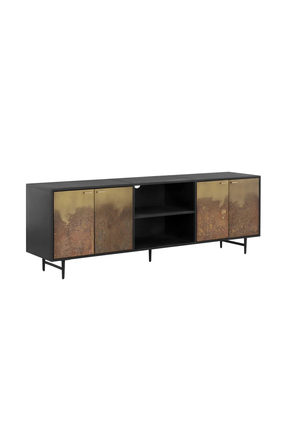 Luxury Brass Patina 4-Door Cabinet Modern Italian Style for Villa