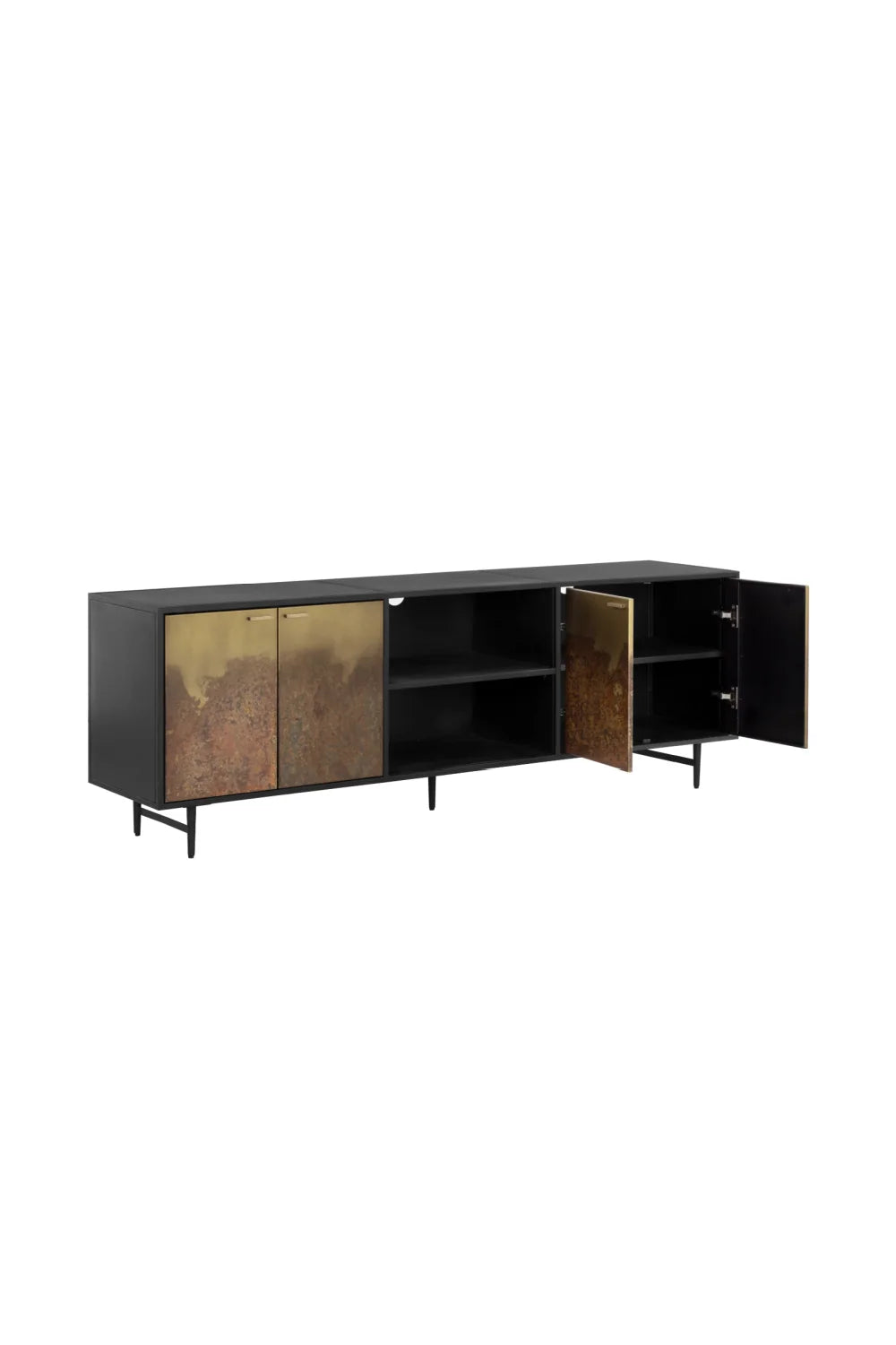 Luxury Brass Patina 4-Door Cabinet Modern Italian Style for Villa