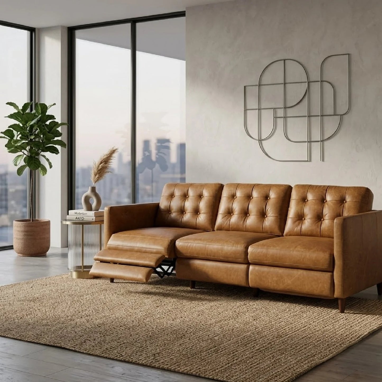 Luxury Bridgers Leather Recliner Sofa Modern Italian Style for Villa