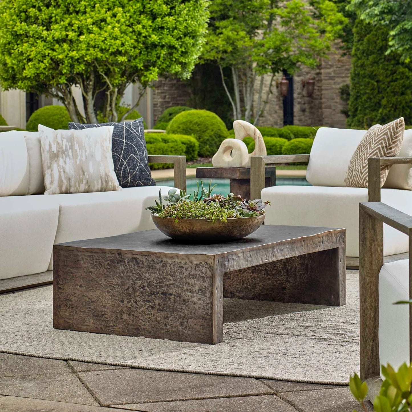 Luxury Bronze Aluminum Coffee Table Modern Italian Style for Villa