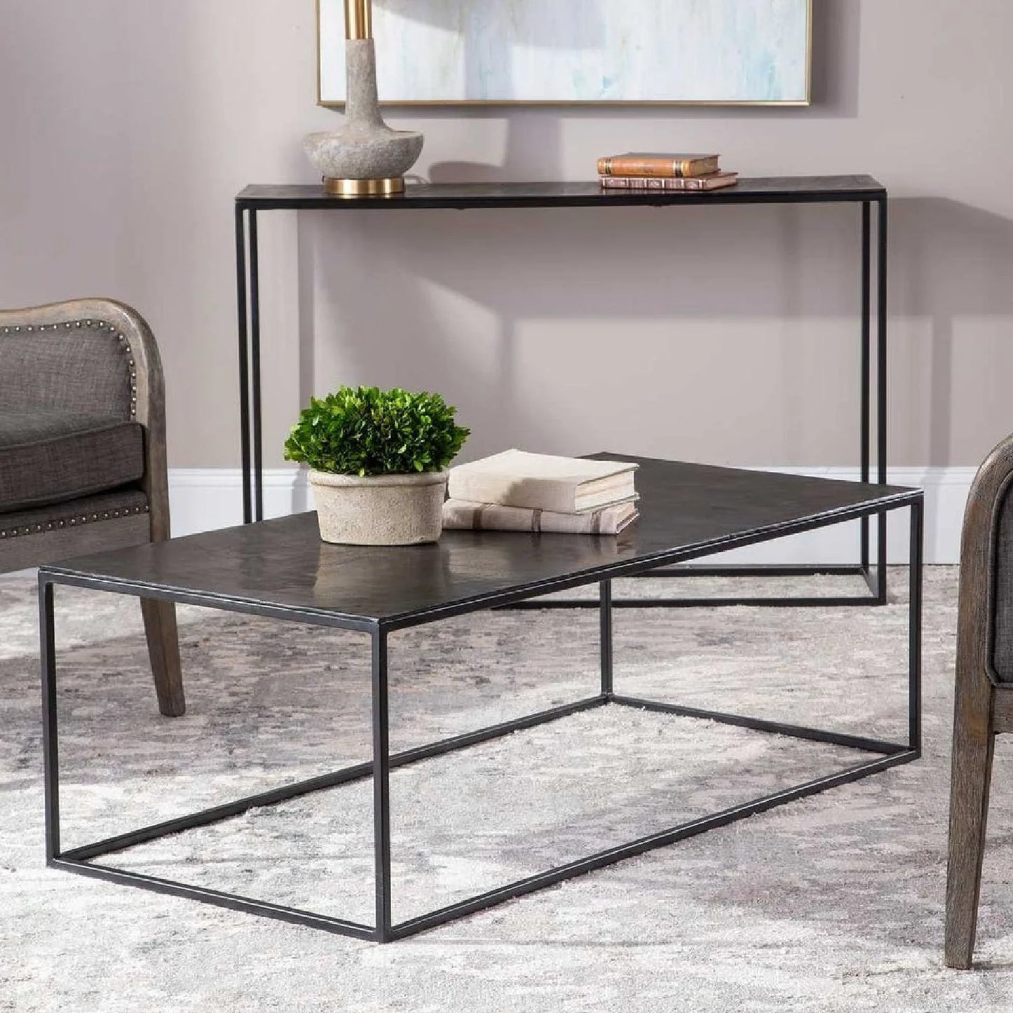 Luxury Bronze Aluminum Coffee Table Modern Italian Style for Villa