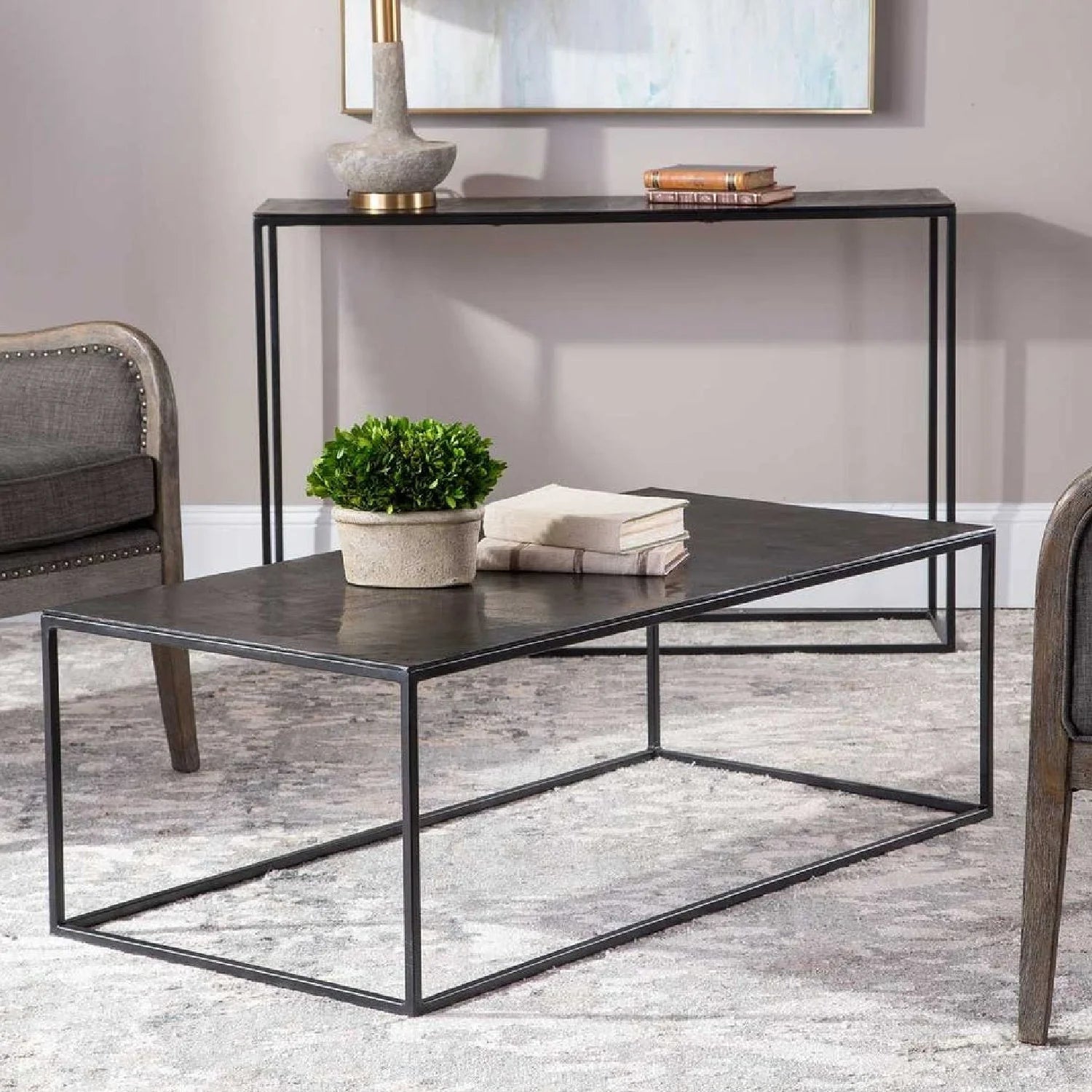 Luxury Bronze Aluminum Coffee Table Modern Italian Style for Villa