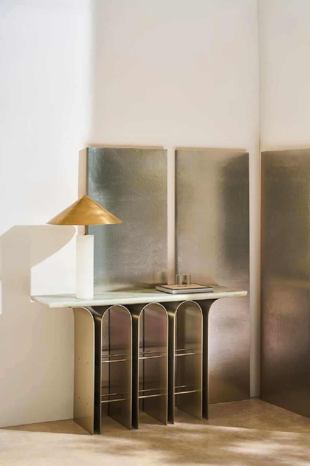 Luxury Bronze Arches Console Table Modern Italian Style for Villa