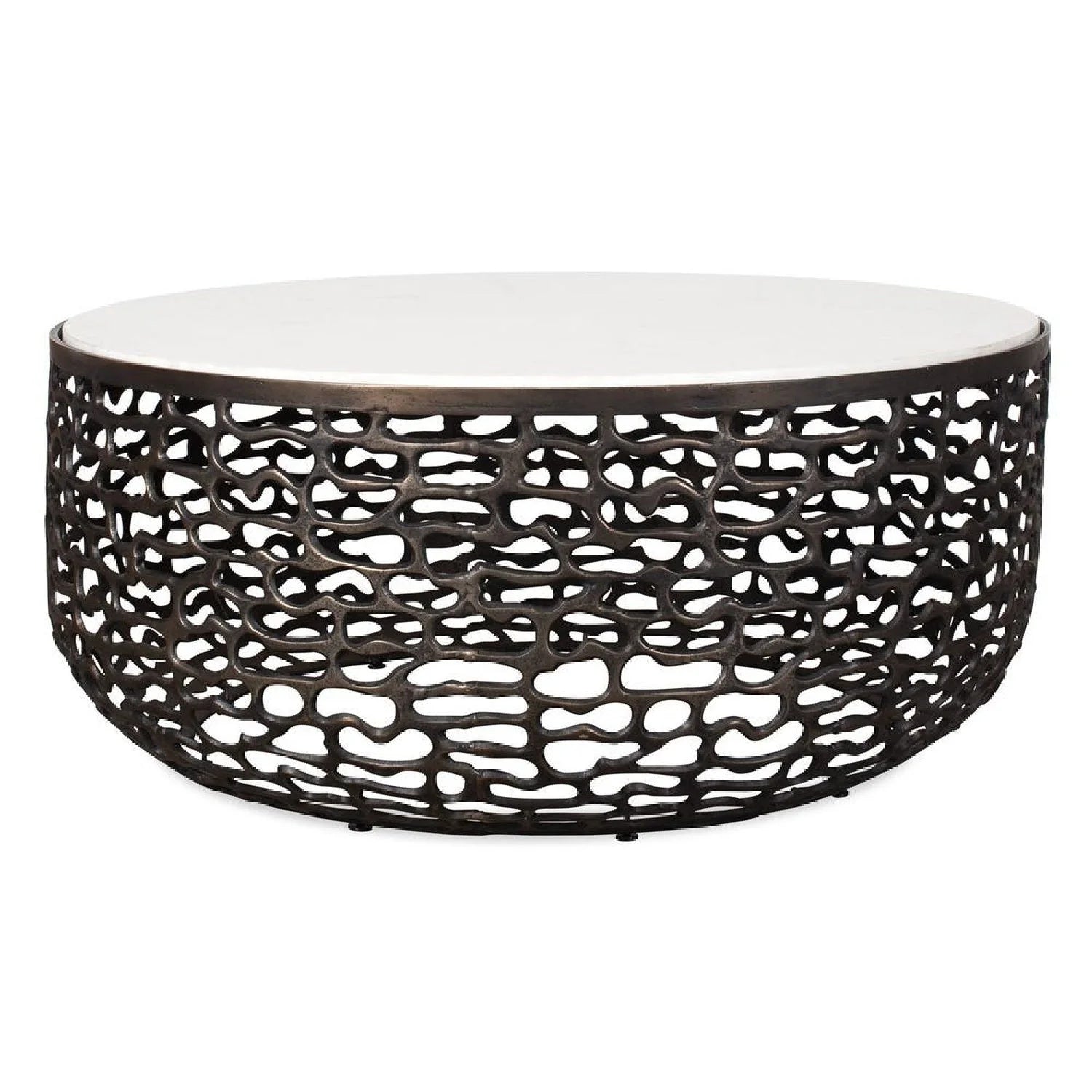 Luxury Bronze Base Marble Coffee Table Modern Italian Style for Villa