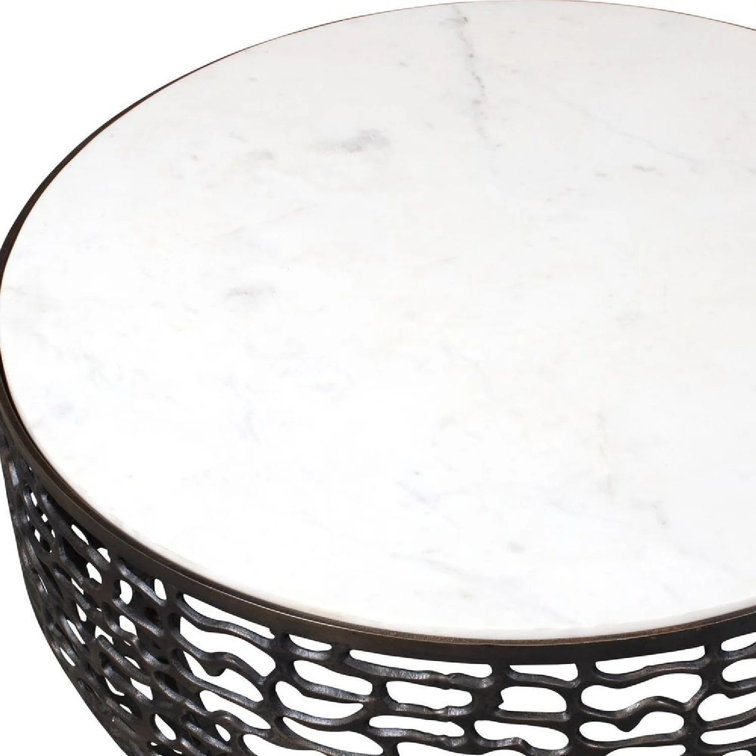 Luxury Bronze Base Marble Coffee Table Modern Italian Style for Villa