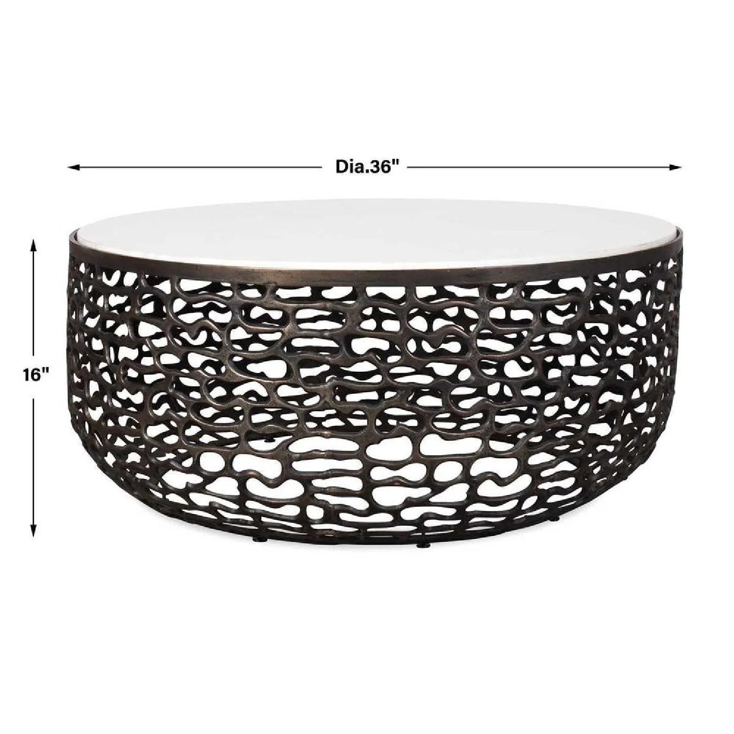 Luxury Bronze Base Marble Coffee Table Modern Italian Style for Villa