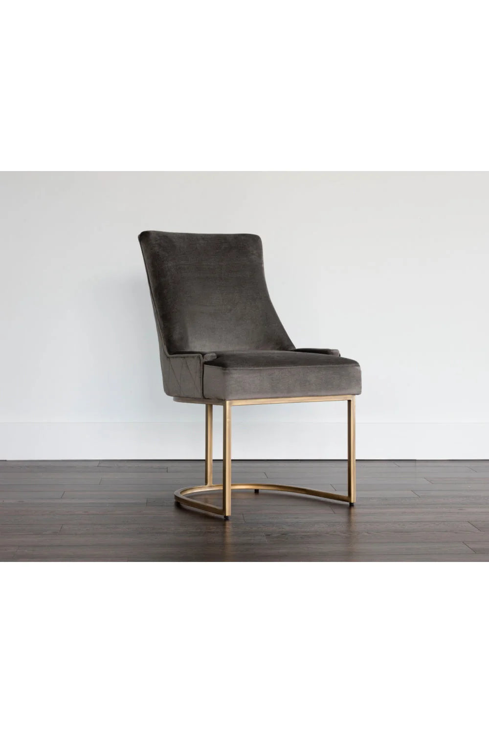 Luxury Bronze Cantilever Fabric Modern Dining Chair European Style for Villa