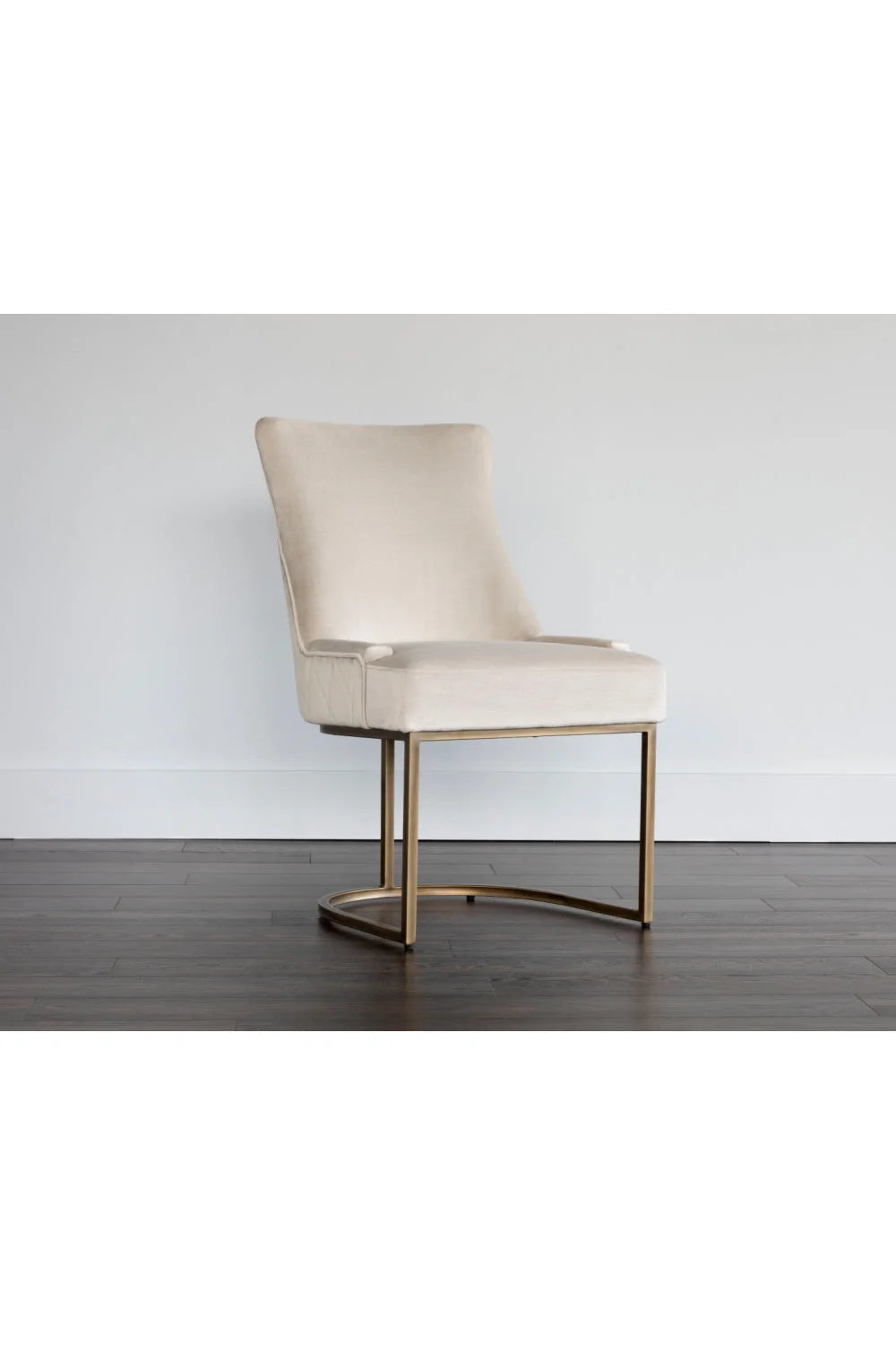 Luxury Bronze Cantilever Fabric Modern Dining Chair European Style for Villa