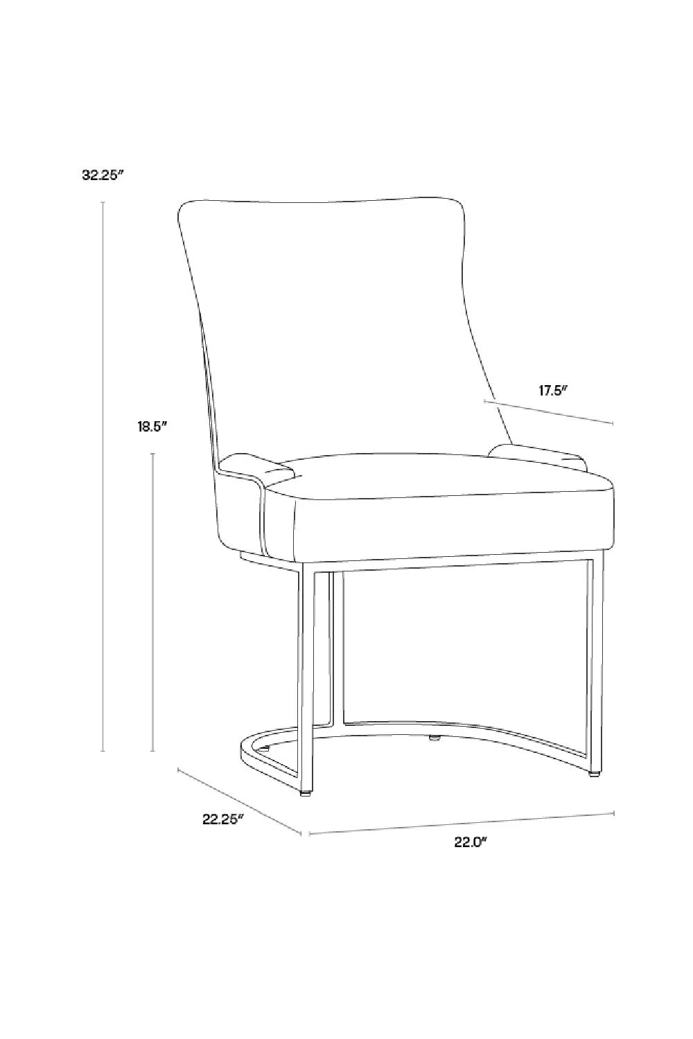 Luxury Bronze Cantilever Fabric Modern Dining Chair European Style for Villa
