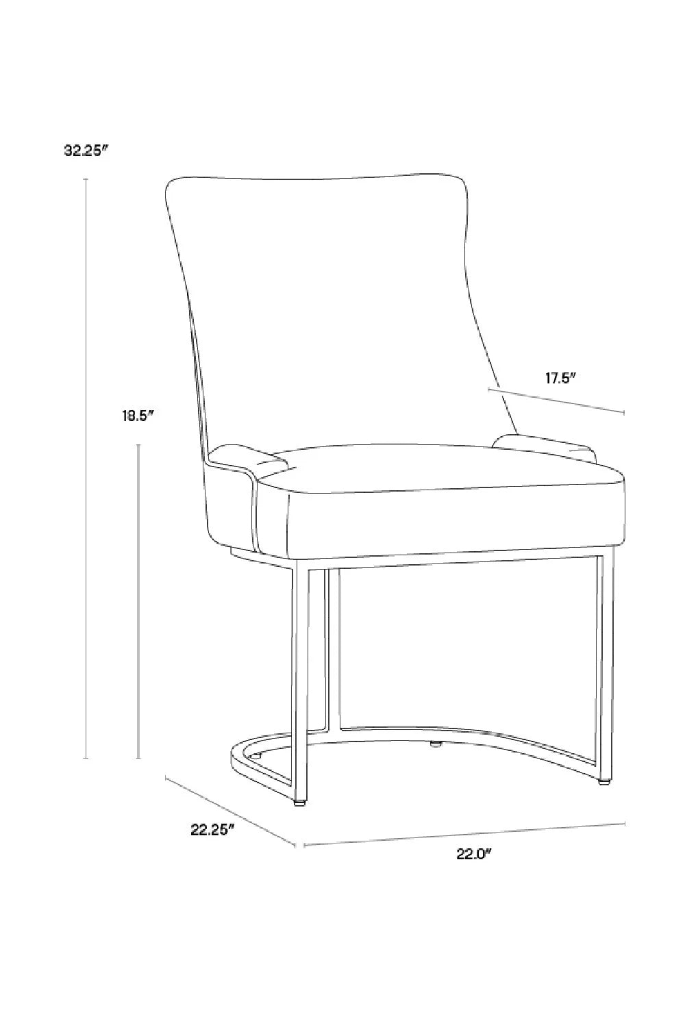 Luxury Bronze Cantilever Modern Dining Chair European Style for Villa