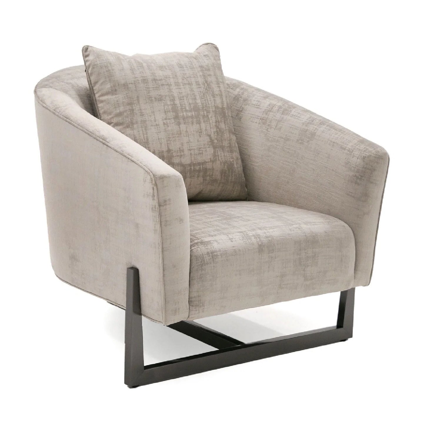 Luxury Bronze Cross Base Fabric Lounge Chair Modern Italian Style for Villa