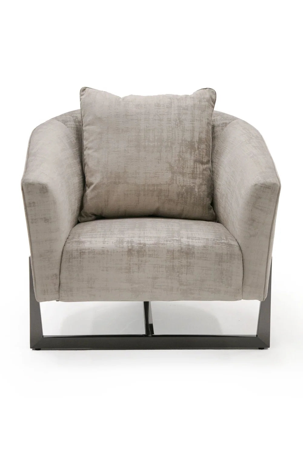 Luxury Bronze Cross Base Fabric Lounge Chair Modern Italian Style for Villa